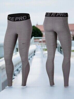 NWOT NIKE PRO TIGHT  (L) Gunsmoke/Heather/Black/Black